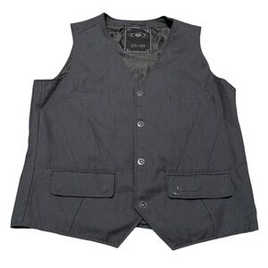 Men's Jack & Jones Dark Charcoal Gray Glen Plaid 4 Button Vest Size XL